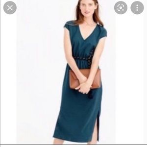 J. Crew Perforated Drape Side Slit Dress Green size 6